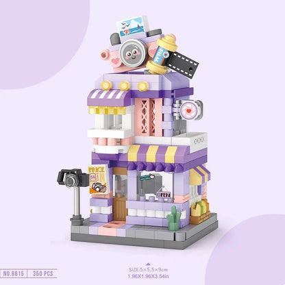 City Street View Building Block Set DIY Ice Cream Coffee Flower Shop Model Building Toy Ideal for Home Decor and Holiday Gifts Leedoar