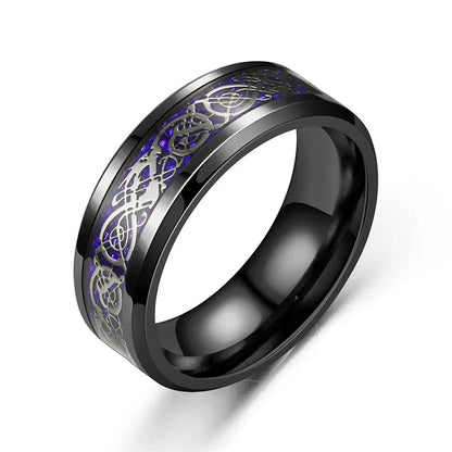 Clássico 8mm Preto Tungstênio Casamento Dragão Celta Para Homens Moda Aço Inoxidável Vermelho Fibra De Carbono Anel Banda 