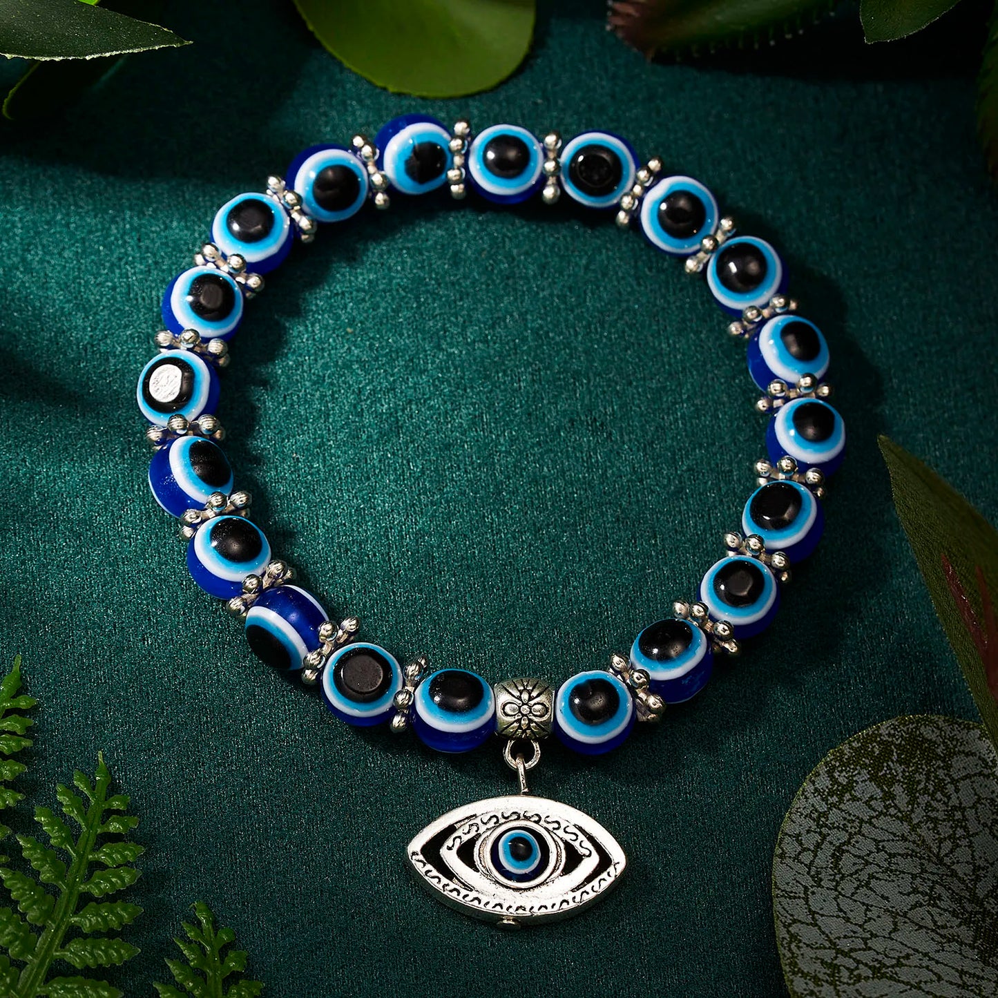 Classic Turkish Lucky Evil Eye Bracelets for Men Women Blue Evil Eye Palm Butterfly Pendant Beads Bangles Handmade Charm Jewelry Leedoar