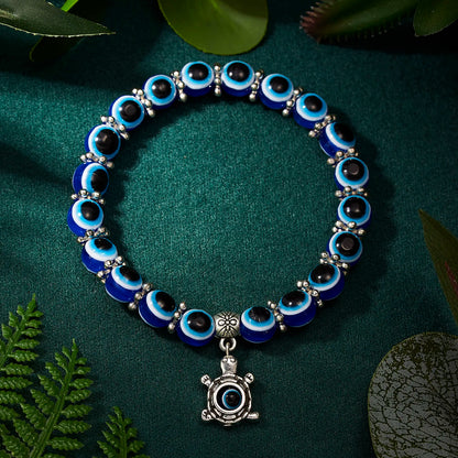 Classic Turkish Lucky Evil Eye Bracelets for Men Women Blue Evil Eye Palm Butterfly Pendant Beads Bangles Handmade Charm Jewelry Leedoar