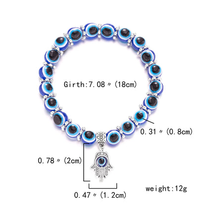 Classic Turkish Lucky Evil Eye Bracelets for Men Women Blue Evil Eye Palm Butterfly Pendant Beads Bangles Handmade Charm Jewelry Leedoar