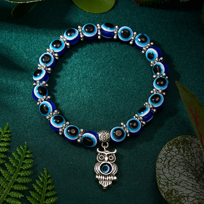 Classic Turkish Lucky Evil Eye Bracelets for Men Women Blue Evil Eye Palm Butterfly Pendant Beads Bangles Handmade Charm Jewelry Leedoar