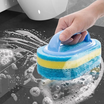 Cleaning Brush with Handle Kitchen Sponge Wipe Thickening Bathroom Tile Cleaning Sponge Household Stain Removal Clean Tools Leedoar