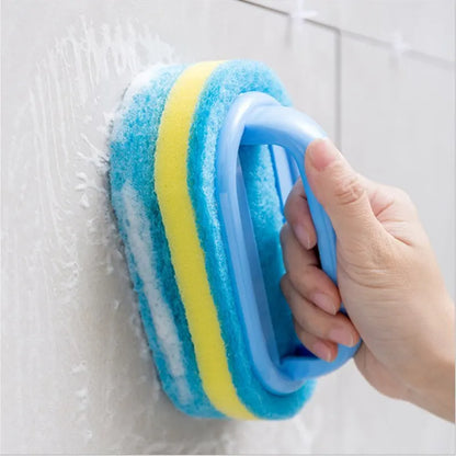 Cleaning Brush with Handle Kitchen Sponge Wipe Thickening Bathroom Tile Cleaning Sponge Household Stain Removal Clean Tools Leedoar