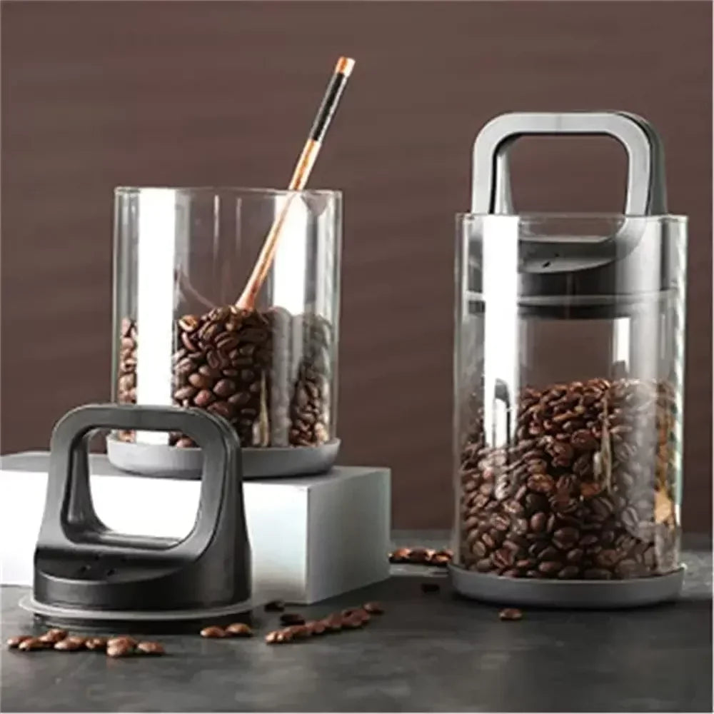 Clear Container Coffee Cans Vented and Vacuum Sealed Beans Fresh Keeping Tank Moisture Proof Storage Leedoar