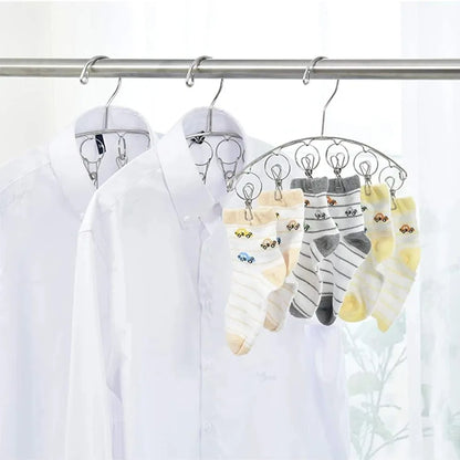 Clothes Drying Hanger with 32 Clips / 8 Clips Socks Underwear Drying Folding Laundry Hanging Rack Leedoar