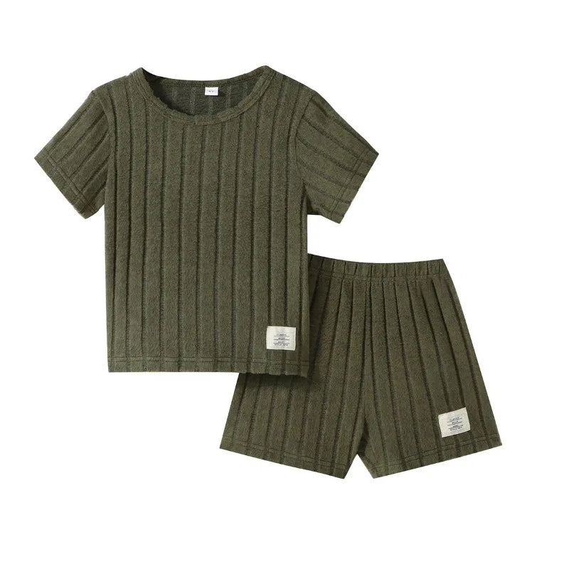 Clothing Set For Kid Boy 2-7Years old Stripes Breathable Short Sleeve tshirt and Shorts Summer Outfit For Baby Boys Leedoar