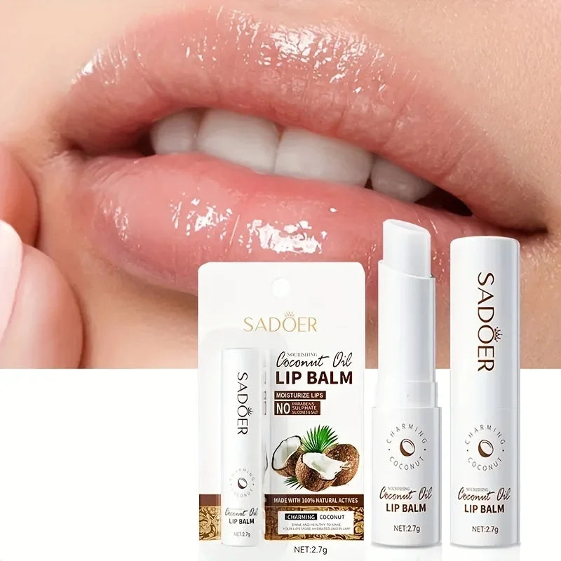 Coconut Lip Balm - Lasting Nourishment and Moisture for Men and Women - Daily Care Lip Balm Leedoar