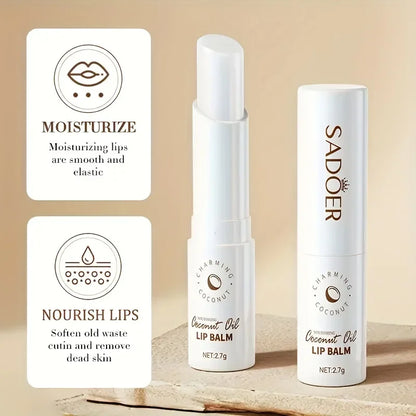 Coconut Lip Balm - Lasting Nourishment and Moisture for Men and Women - Daily Care Lip Balm Leedoar