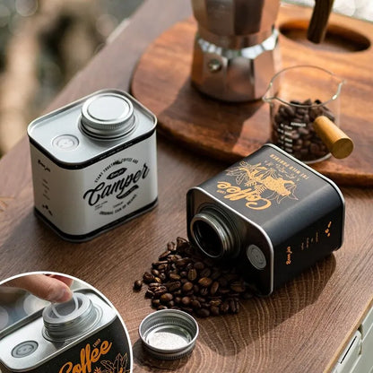 Coffee Bean Sealed Can Outdoor Camping Tin Box Food Grade Packaging Storage Fresh Breathing Tin Can Leedoar