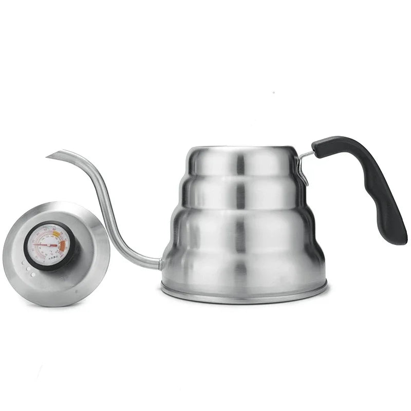 Coffee Kettle1L/1.2L Stainless Steel Pour Over Coffee Pot Kettle Drip Kettle with Thermometer For Home Office Cafetera Leedoar