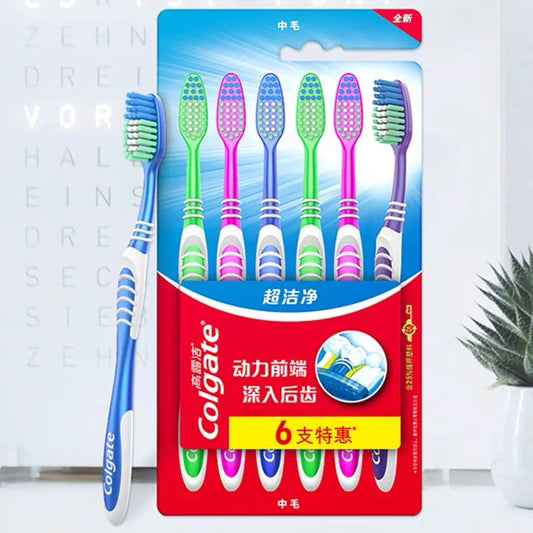 Colgate 6 Packs Toothbrush Tooth Cleaning Family Couple Fine Soft Medium Hair Travel Suit For Men And Women Back Tooth Cleaning