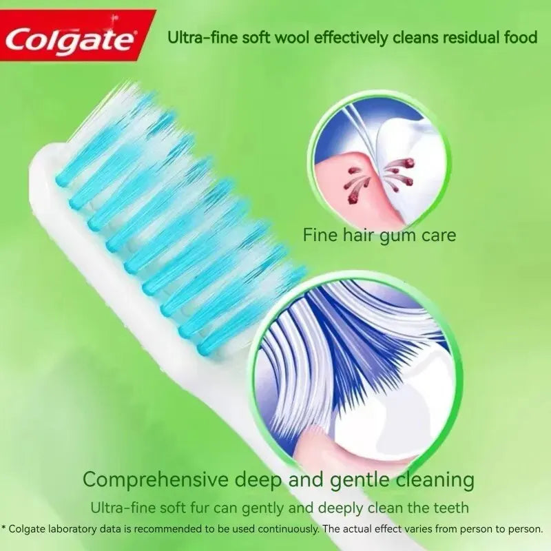 Colgate - Paquete de 6 cepillos de dientes para limpieza de dientes, para familias, parejas, finos, suaves, de pelo medio, para viajes, para hombres y mujeres, limpieza de la espalda y los dientes 