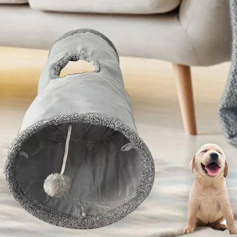 Collapsible Cat Tunnel Tube Play Tent Cat Toy Indoor Puppy Plush Ball for Exercising Hiding Training Pet Interactive Supplies Leedoar