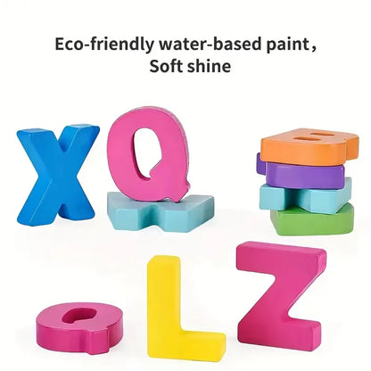 Colorful Alphabet Number Wooden Puzzles Kids Intelligent Matching Game Preschool Children Early Educational Toys Leedoar