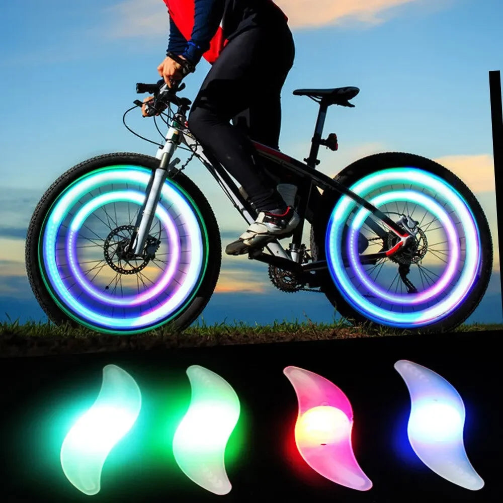 Luz de raio de roda de bicicleta colorida à prova d'água MTB luz de equilíbrio de bicicleta LED luzes de aviso de pneu lâmpada de ciclismo 