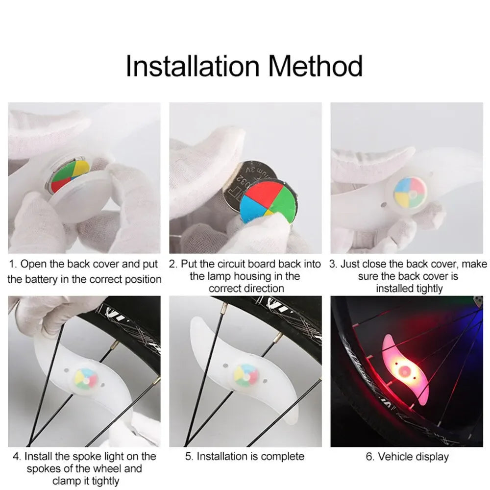 Luz LED para radios de rueda de bicicleta, colorida, resistente al agua, para bicicleta de montaña, luz intermitente para neumáticos, lámpara de advertencia para ciclismo 