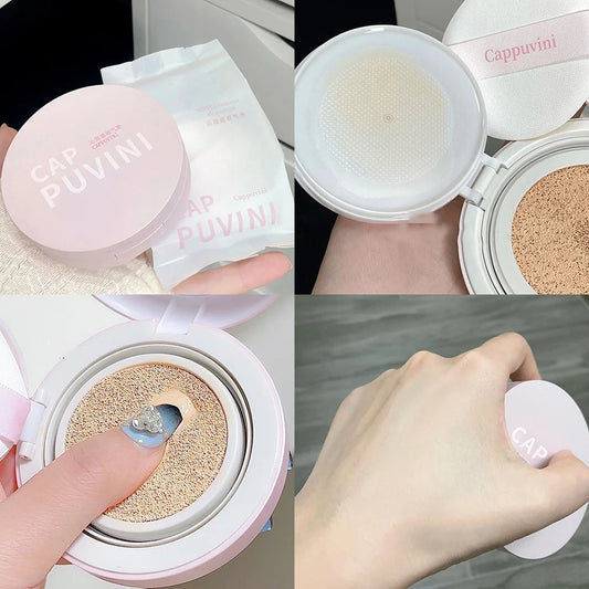 Corrector Air Cushion Maquillaje natural de larga duración Ilumina, modifica la opacidad No se pega fácilmente Cappuvini Liquid Found 