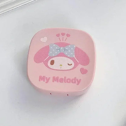 Estojo para lentes de contato Sanrio Hello Kitty Pupil Companion Box com espelho Armazenamento portátil para mulheres Estojo para lentes de contato de viagem Soak 