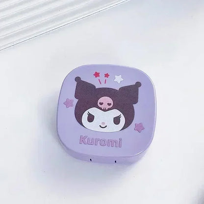 Estojo para lentes de contato Sanrio Hello Kitty Pupil Companion Box com espelho Armazenamento portátil para mulheres Estojo para lentes de contato de viagem Soak 