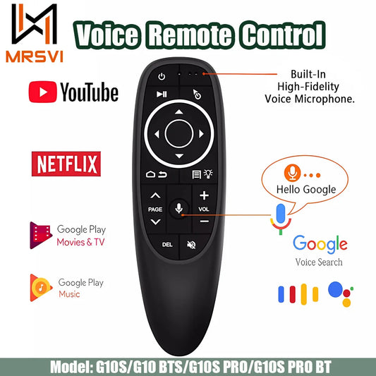 Control remoto Universal por voz G10S, 2,4G, inalámbrico, retroiluminado, aprendizaje IR con giroscopio, Control de Air Mouse para Android TV PC Leedoar