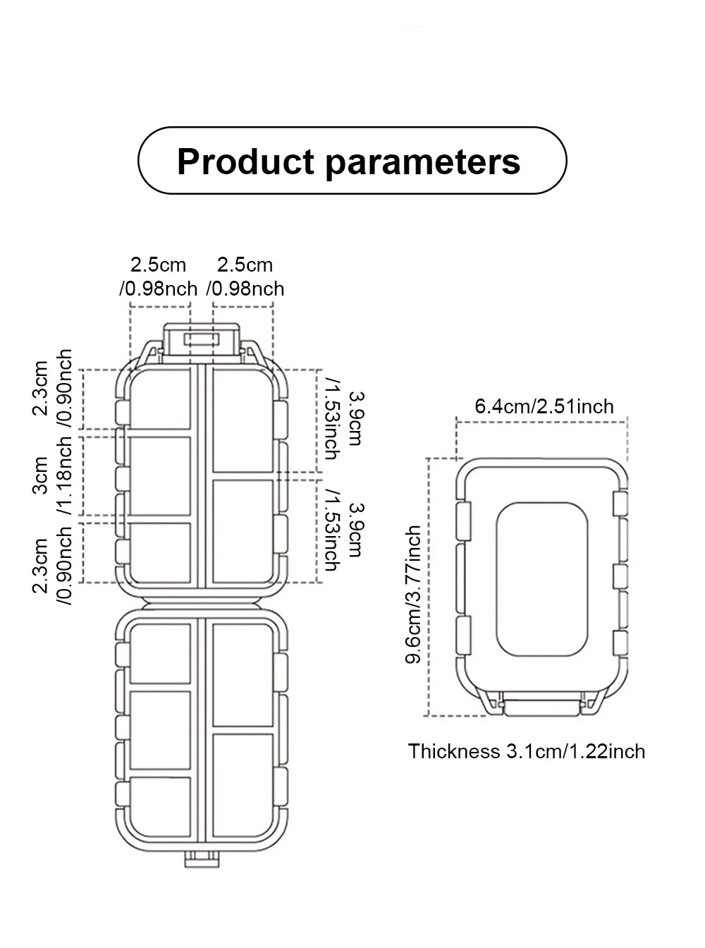 Práctico organizador de pastillas para viajes, dispensador portátil de bolsillo, caja pequeña para medicamentos, 10 compartimentos para almacenar vitaminas y aceite de pescado 