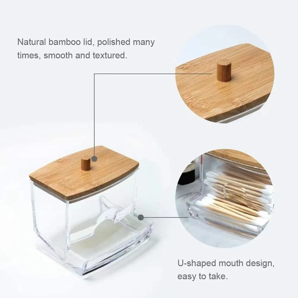 Cotton Swab Box With Lid Cotton Swab Dispenser Dustproof Transparent Visual Design Storage Box Toothpick Storage Box Leedoar