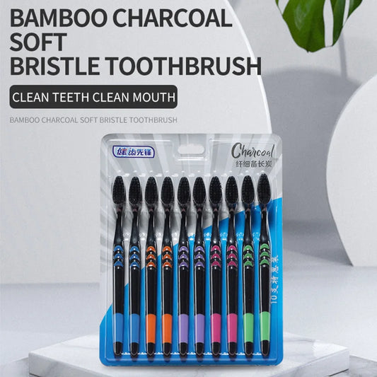 Cross Border Jianpai Soft Bristle Toothbrush Adult Bamboo Charcoal Household Fine Hair Toothbrush Antibacterial Men and Women