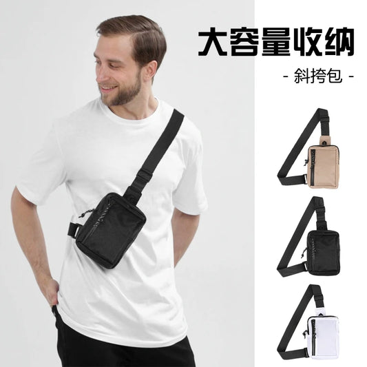 Bolso bandolera para hombre, marca de moda, tendencia urbana japonesa, bolso deportivo mini para el pecho, bolso de hombro diagonal para hombre, bolso cruzado simple 