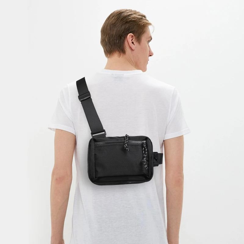 Bolso bandolera para hombre, marca de moda, tendencia urbana japonesa, bolso deportivo mini para el pecho, bolso de hombro diagonal para hombre, bolso cruzado simple 