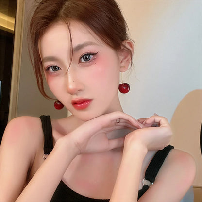 Cute Cherry Fruit Acrylic Earrings Fashionable Resin Cherry Earrings For Women Kpop Jewelry Trendy Accessories Leedoar
