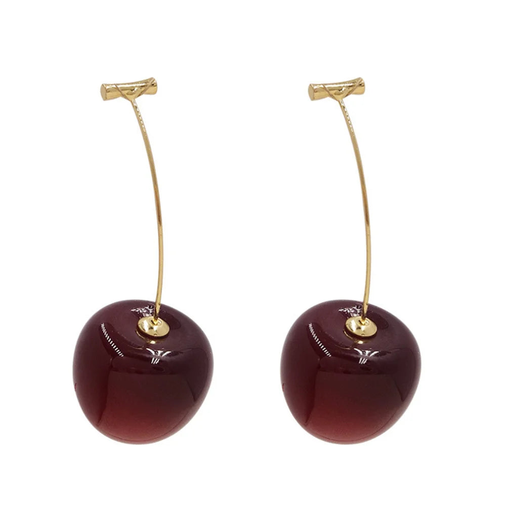Cute Cherry Fruit Acrylic Earrings Fashionable Resin Cherry Earrings For Women Kpop Jewelry Trendy Accessories Leedoar