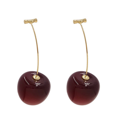 Cute Cherry Fruit Acrylic Earrings Fashionable Resin Cherry Earrings For Women Kpop Jewelry Trendy Accessories Leedoar