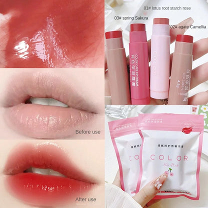 Cute Colored Lip Balm Long Lasting Waterproof Change Color Moisturizing Tinted Lipstick For Women All-match Lip Cosmetic Make Up Leedoar