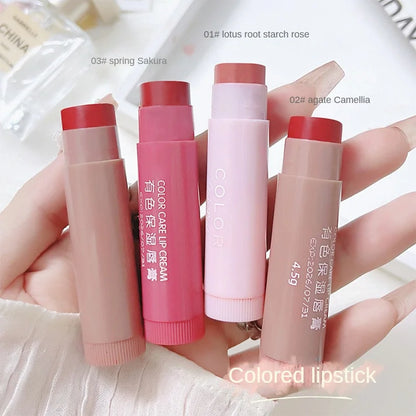 Cute Colored Lip Balm Long Lasting Waterproof Change Color Moisturizing Tinted Lipstick For Women All-match Lip Cosmetic Make Up Leedoar