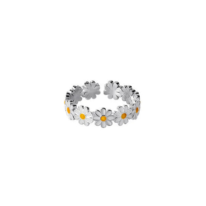 Lindos anillos de flores de margaritas para mujeres y niñas dulces, exquisito anillo abierto de girasol esmaltado 2022, nueva tendencia de Corea, joyería, regalo de boda 