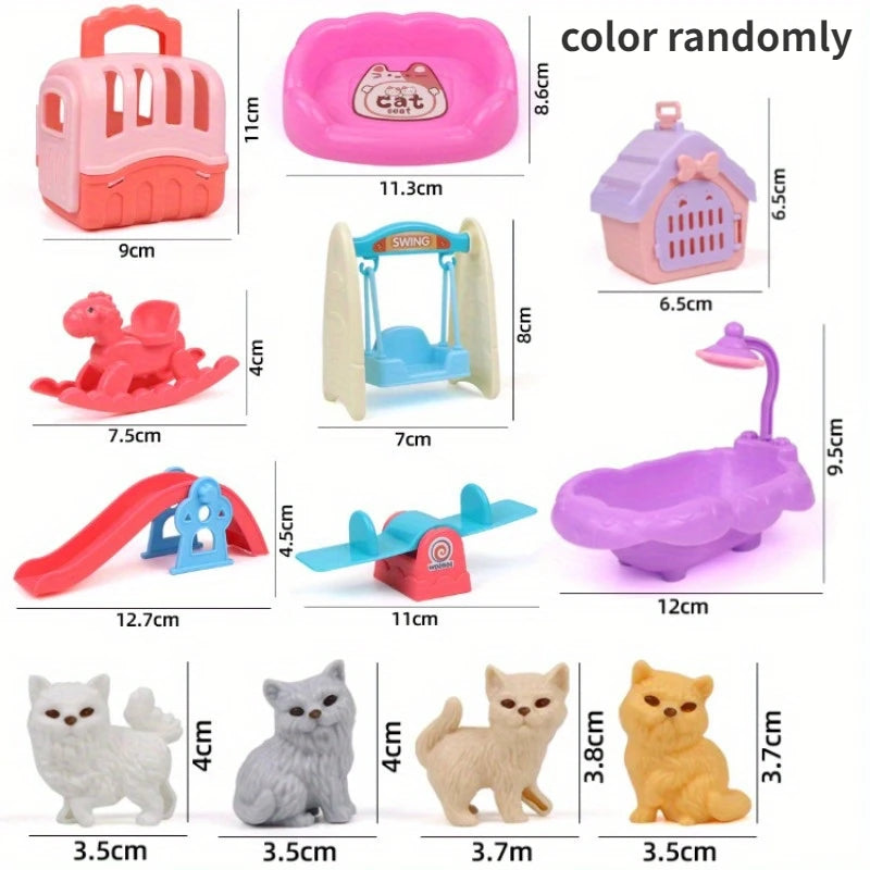 Cute Dog Pet Basket Family Toys Dog Doll Set Dog Cage Toys Scene Playing Toys Christmas Decoration and Thanksgiving Gifts Leedoar