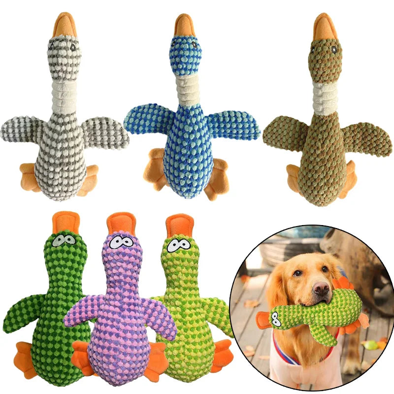 Cute Dog Plush Toys  Pet Duck Squeak Toy for Puppy  Sound Wild Goose Chew Toy for Small Middle Large Dogs Teeth Cleaning Leedoar