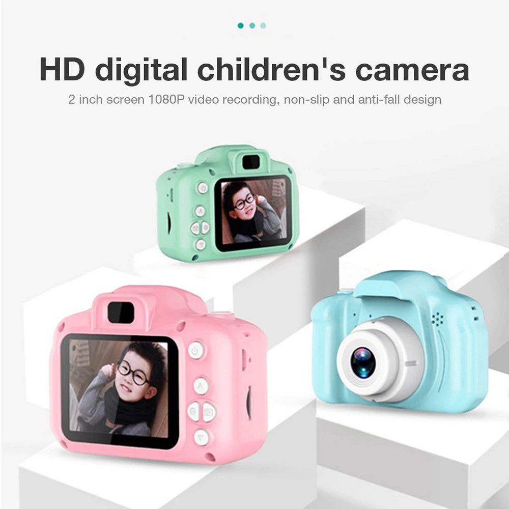 Cámara para niños con pantalla a color de 2 pulgadas, juguetes educativos para niños, regalo de cumpleaños para bebés, cámara digital, videocámara 1080P con regalo