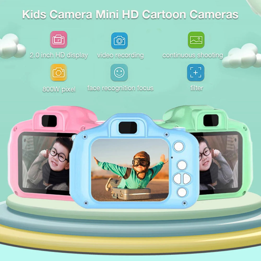 Cámara para niños con pantalla a color de 2 pulgadas, juguetes educativos para niños, regalo de cumpleaños para bebés, cámara digital, videocámara 1080P con regalo