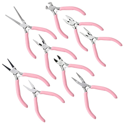 Alicate de joias antiderrapante com cabo de cor rosa fofo, ferramentas e kit de equipamentos para fazer joias faça você mesmo, bordado