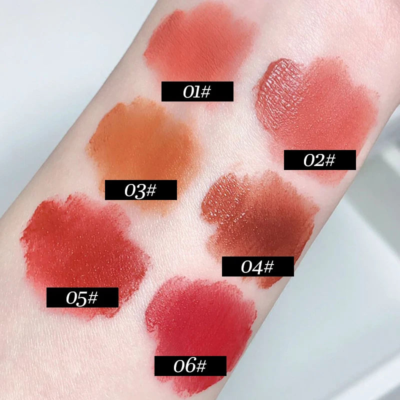 Chaveiro de coelho fofo Lip Mud Matte Velvet Mousse Cinza Rosa Lip Rouge Batom à prova d'água Antiaderente Copo Brilho labial Cosmético coreano 