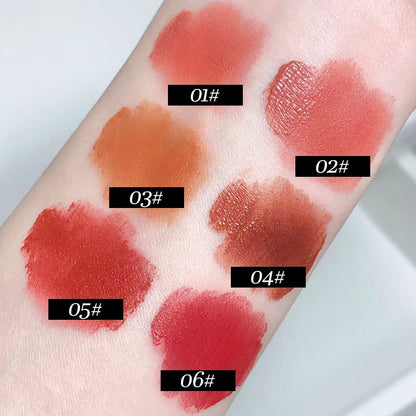 Chaveiro de coelho fofo Lip Mud Matte Velvet Mousse Cinza Rosa Lip Rouge Batom à prova d'água Antiaderente Copo Brilho labial Cosmético coreano 