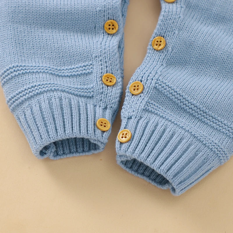 Cute Rabbit Knitted Baby Rompers Clothes Spring Autumn Crew Neck Long Sleeves Newborn Boys Girls Easter Jumpsuits Outfits 0-18m Leedoar