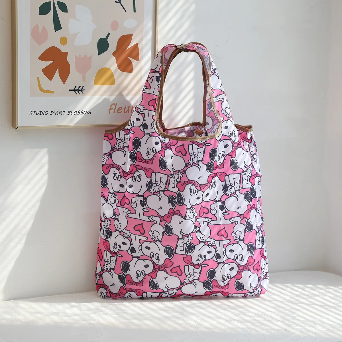 Linda bolsa de compras Sanrio Kawaii Hello Kitty Kuromi Cinnamoroll portátil ecológica grande capacidade supermercado bolsa dobrável 