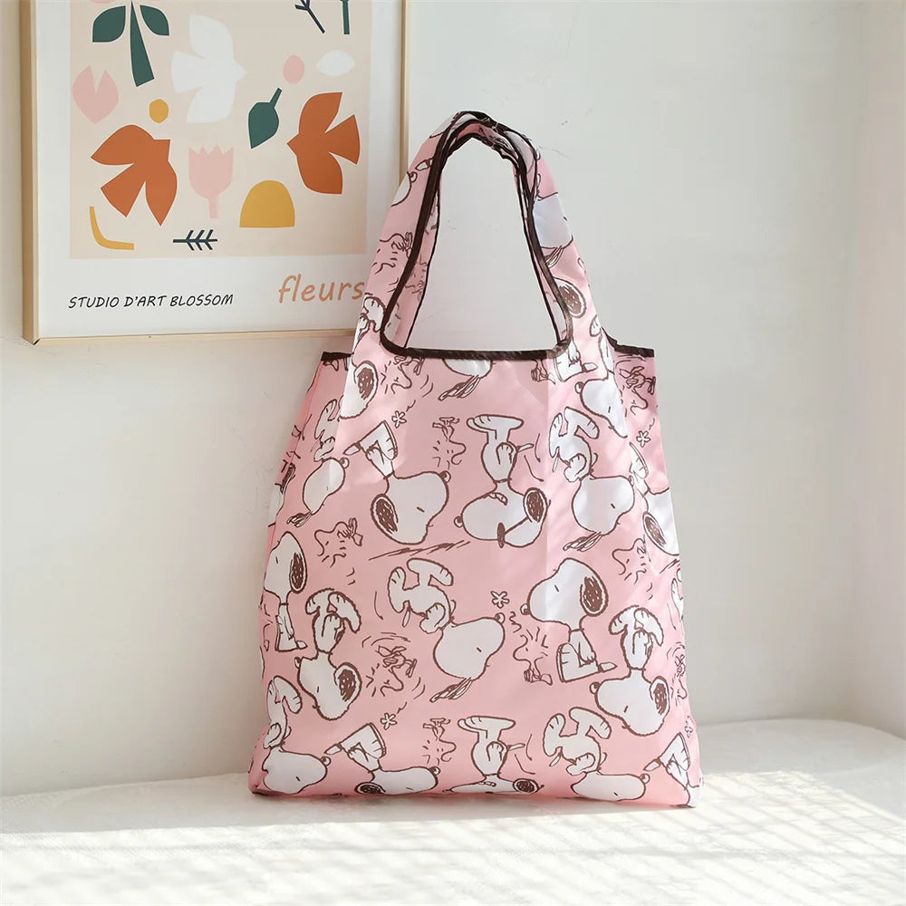 Linda bolsa de compras Sanrio Kawaii Hello Kitty Kuromi Cinnamoroll portátil ecológica grande capacidade supermercado bolsa dobrável 