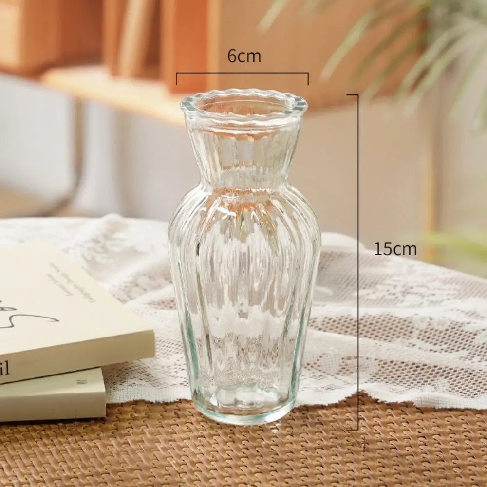 Cute Transparent Glass Hydroponic Pomegranate Small House Vase Single Mini Desktop Scandinavian Style Dried Flowers Leedoar