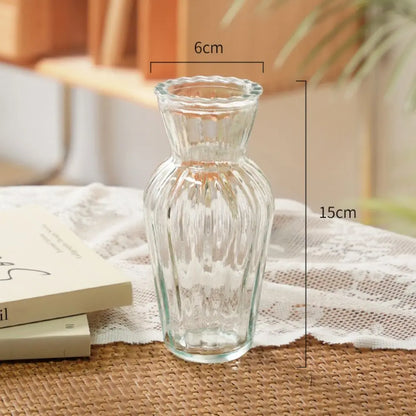 Cute Transparent Glass Hydroponic Pomegranate Small House Vase Single Mini Desktop Scandinavian Style Dried Flowers Leedoar