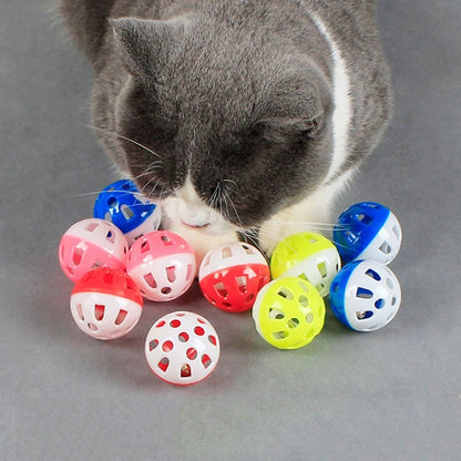 Cute cat toy ball Sound bell interactive cat toy multi-colored plastic hollow toy ball Pet supplies Leedoar