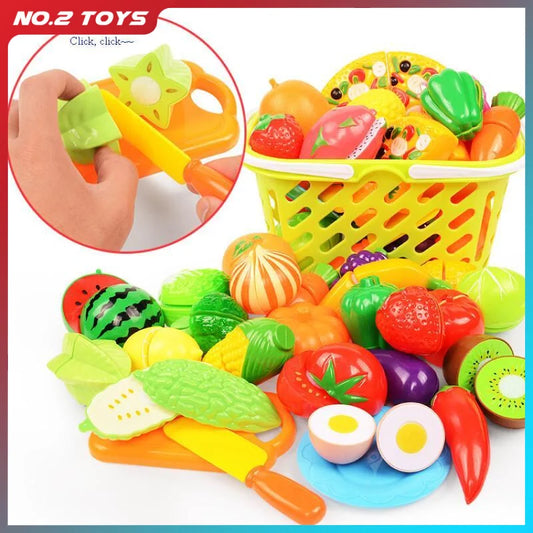 Cutting Play Food Set For Kids Simulation Kitchen Toys Pretend Play Montessori Cut Fruits Vegetables Toy for Toddlers Boys Girls